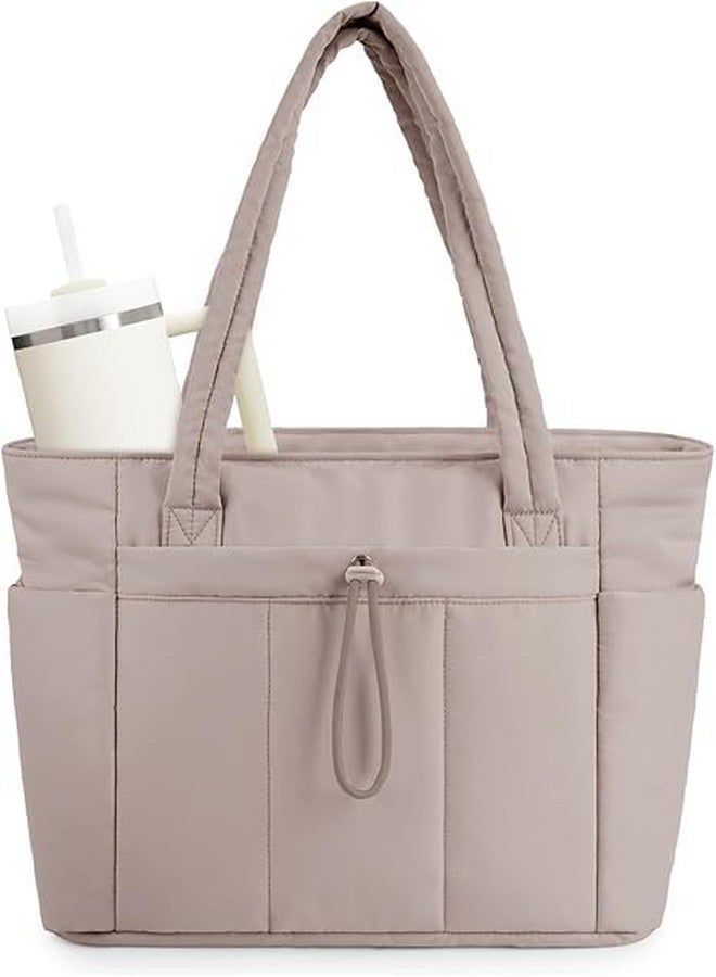 Prplet Large Tote Bag for Women | Multi-Pocket Travel Shoulder Bag with Tumbler Pocket | Work, Office, College, Travel & Daily Use Handbag (Brown) - Image 1
